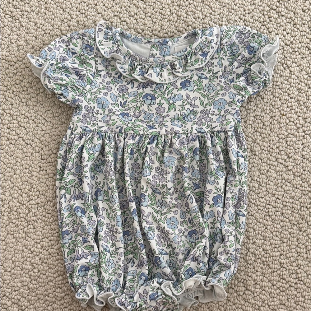 Floral Blue and Green Kids One Piece